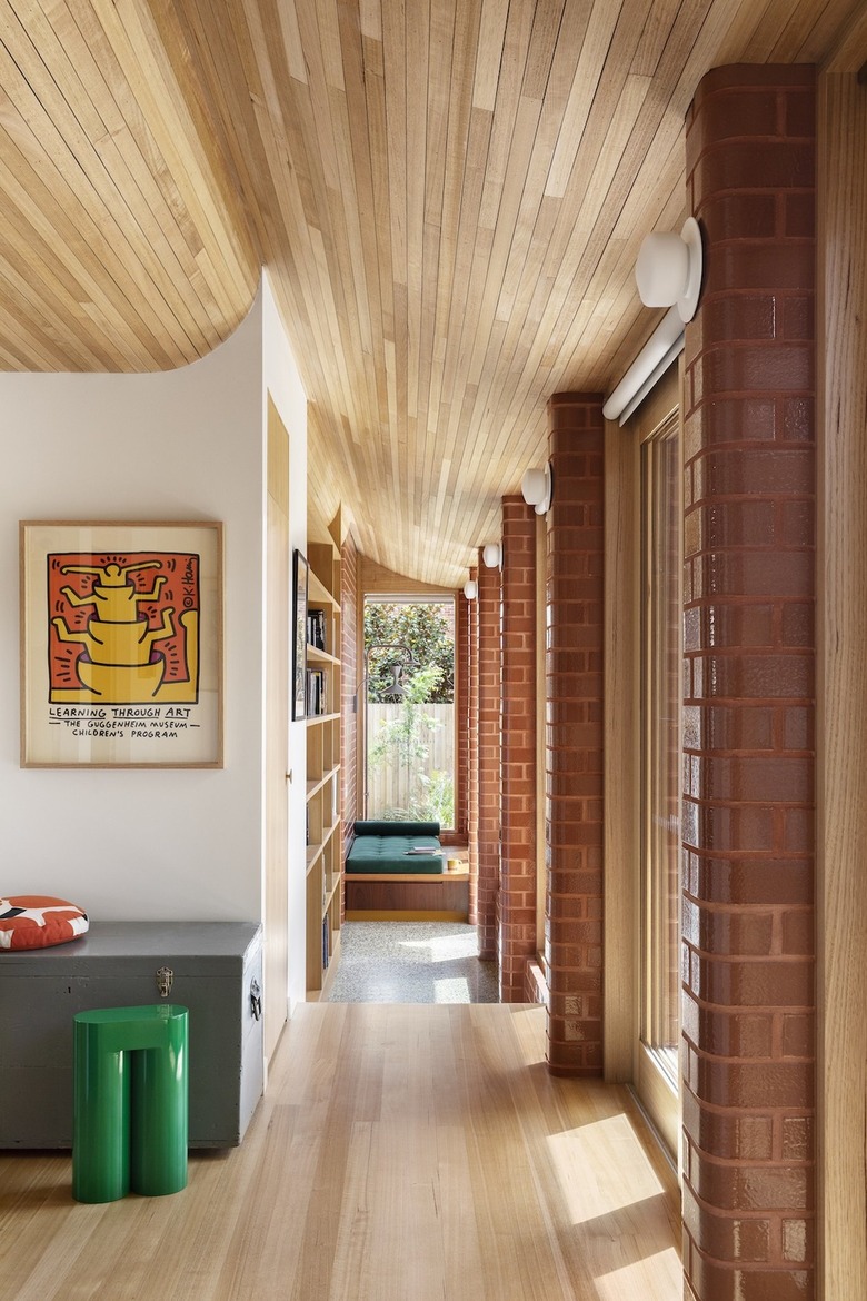 colonade style hallway in midcentury home