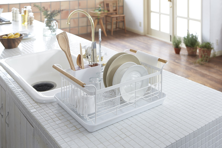 dish rack in kitchen space