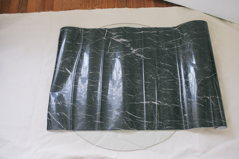 Measuring black marble contact paper