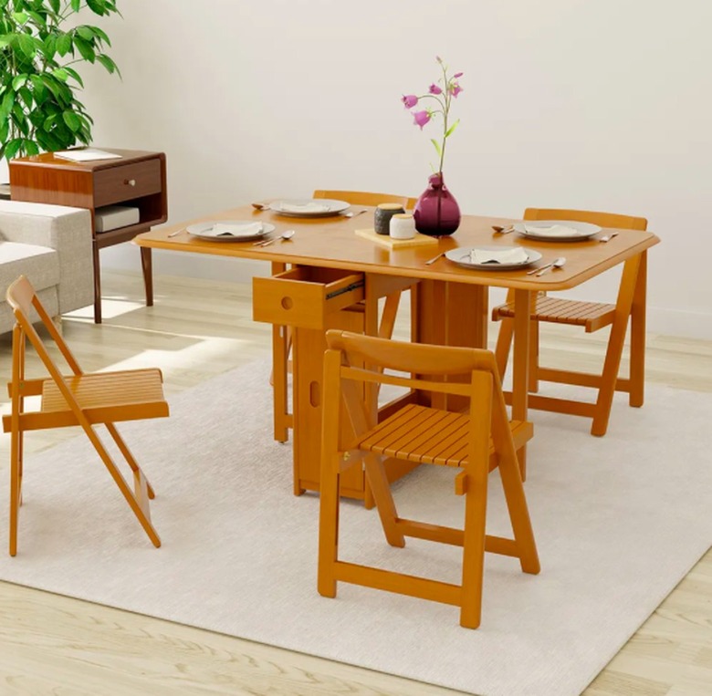 Homary Modern Folding Dining Table with 4 Chairs