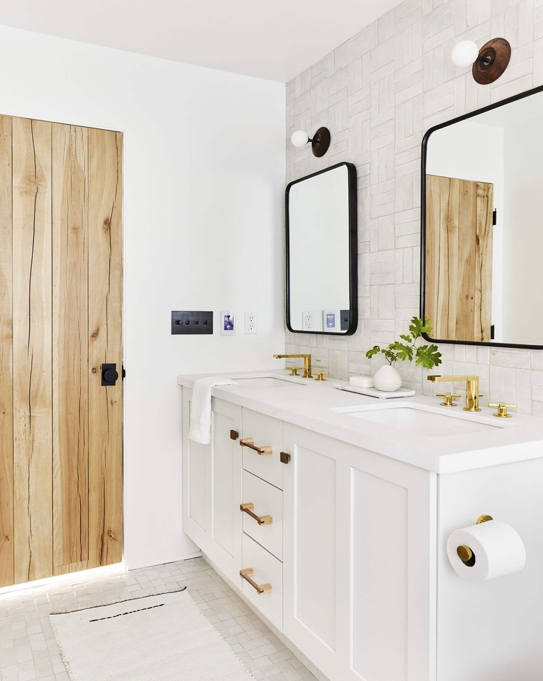 white bathroom with white zellige tiles