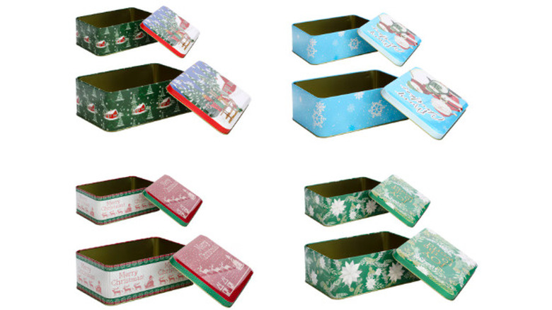 Dollar Tree's rectangular lidded treat tins