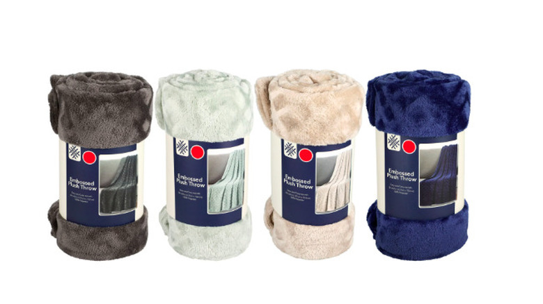 Four embossed plush throws from Dollar Tree