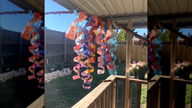 DIY outdoor decor made from old plastic water bottles