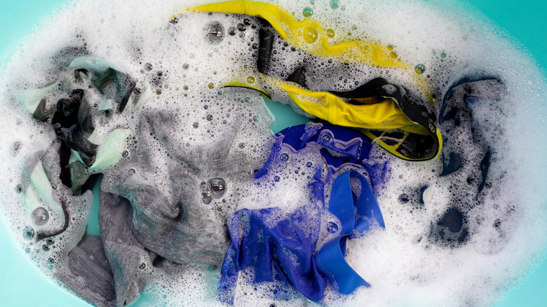 underwear soaking in washing machine