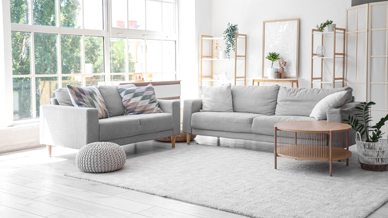 minimalist living room in millenial gray