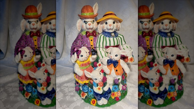 Christopher Radko Dapper Hare Family Portrait Cookie Jar