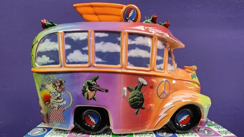 Rainbow Grateful Dead Bus Cookie Jar on original box