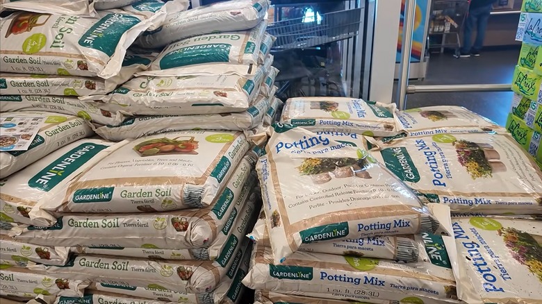 Bags of Gardenline Garden Soil at Aldi