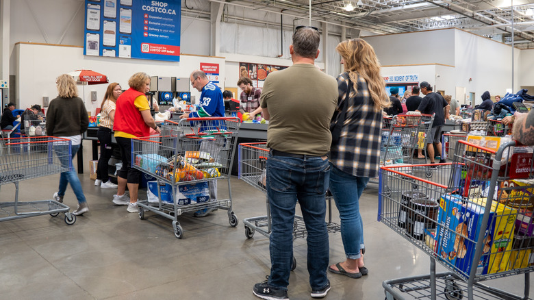 Customers queuing up a Costco