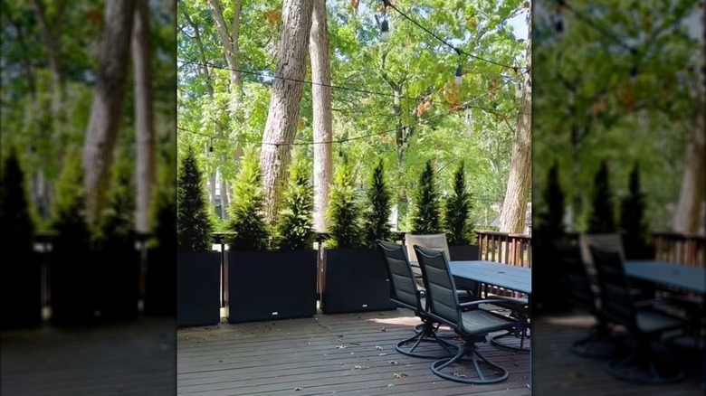 containers with artificial trees