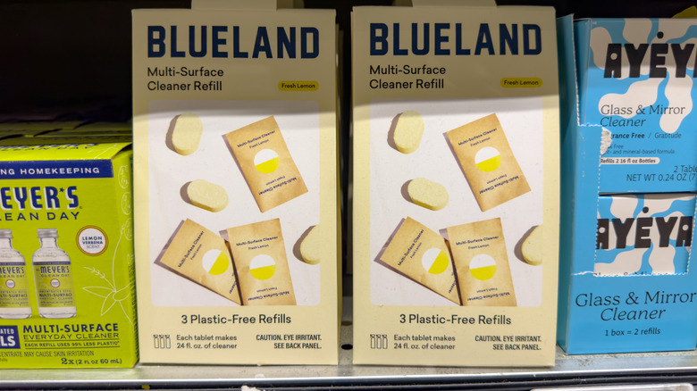 Blueland cleaner refill tablets on store shelf