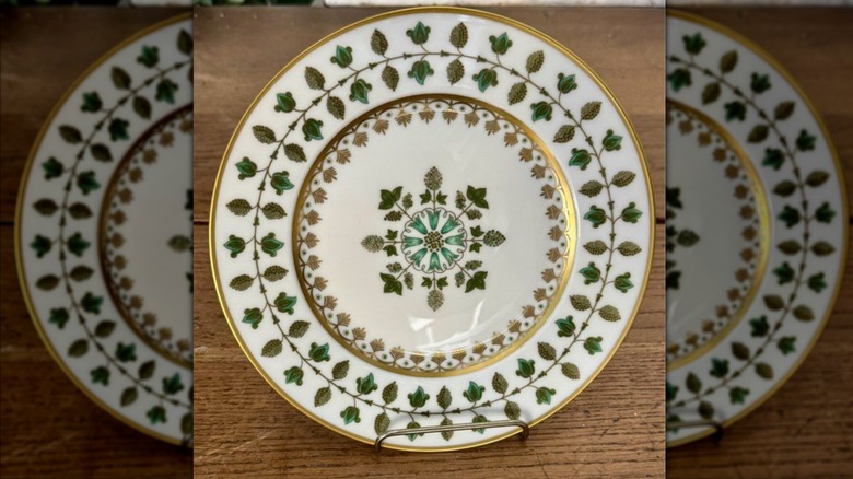 A dinner plate featuring the Matignon pattern