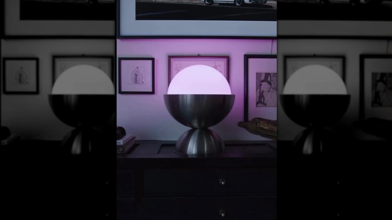A midcentury modern lamp made from an IKEA serving bowl and lamp