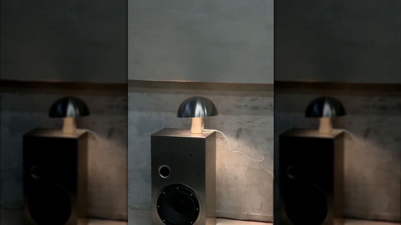 Mushroom table lamp made from an IKEA serving bowl
