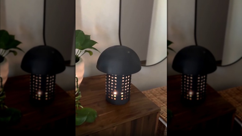 Midcentury lamp made from IKEA serving bowl and utensil holder