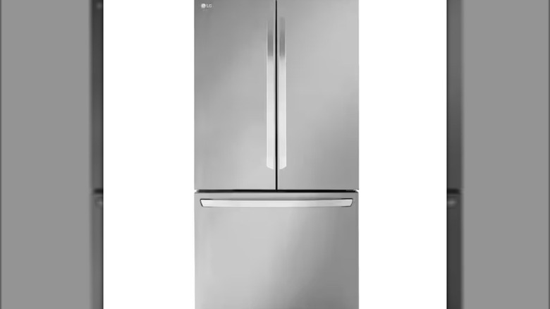 LG French door refrigerator with a stainless steel finish