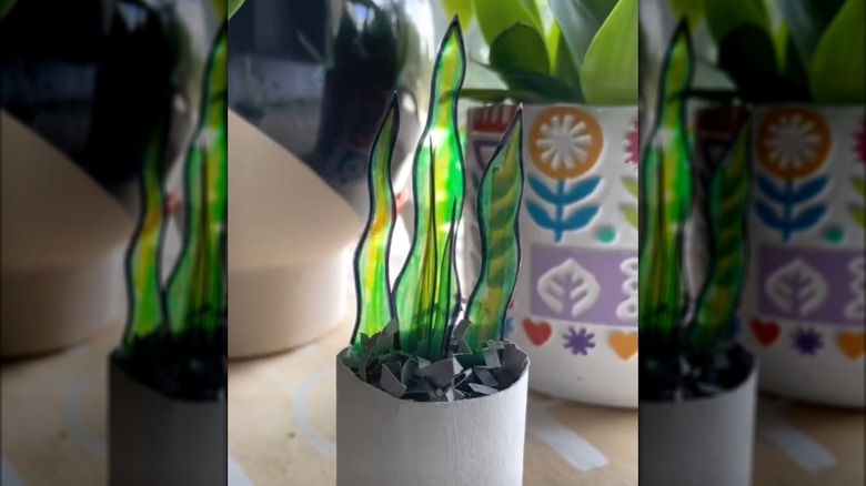 DIY houseplant craft made from materials found around home