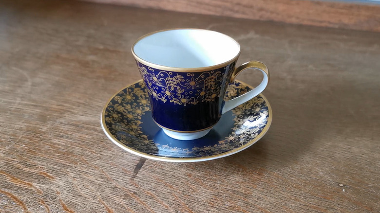 Blue and gold vintage Weimar Porzellan teacup
