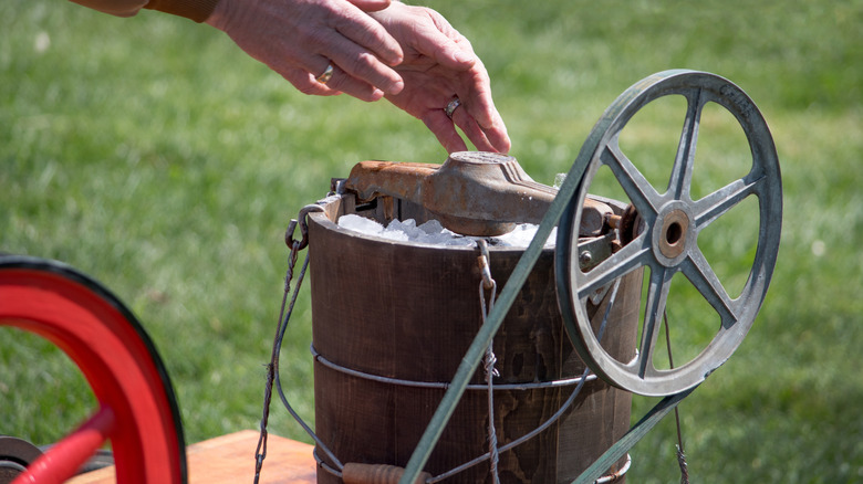 Hand cranked ice cream maker