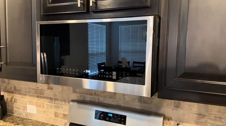 A sleek over the range microwave installed in a kitchen