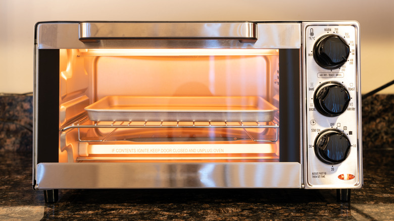 Toaster oven on a counter