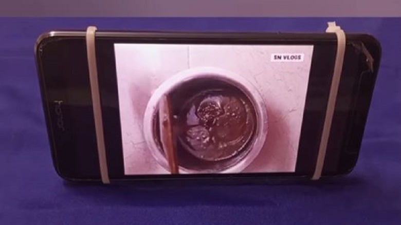 DIY phone stand made from zip ties