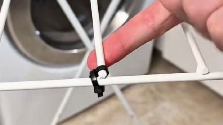 Wire drying rack fixed with zip ties