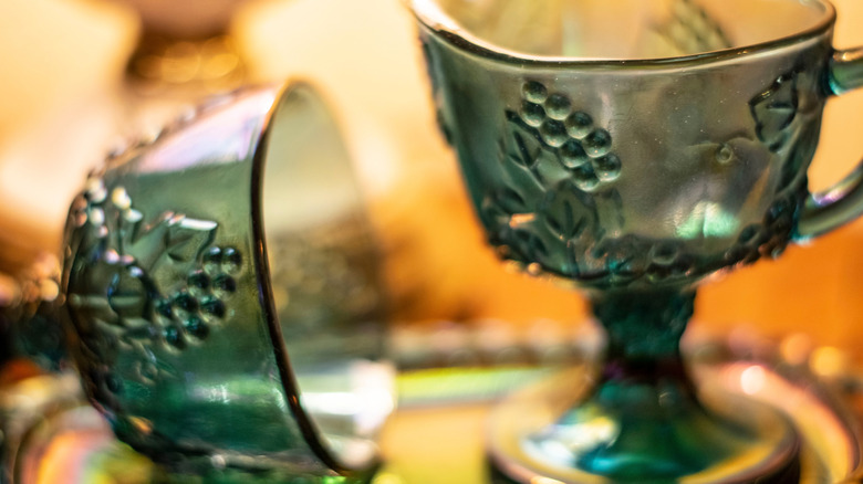 Colored carnival glassware