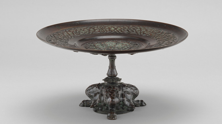 Ornate metal cake plate