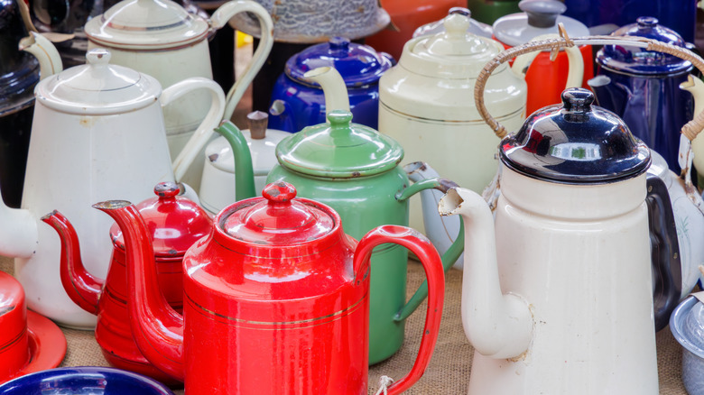 Collection of camping kettles