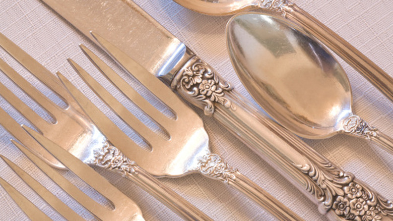 Macros shot on silver flatware