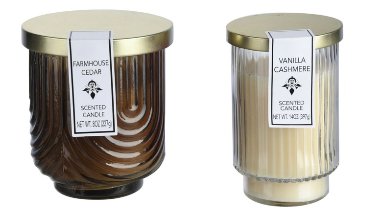 Farmhouse Cedar and Vanilla Cashmere glass jar candles from Dollar Tree