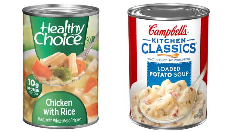 Canned Campbell's and Healthy Choice soups available at Dollar Tree