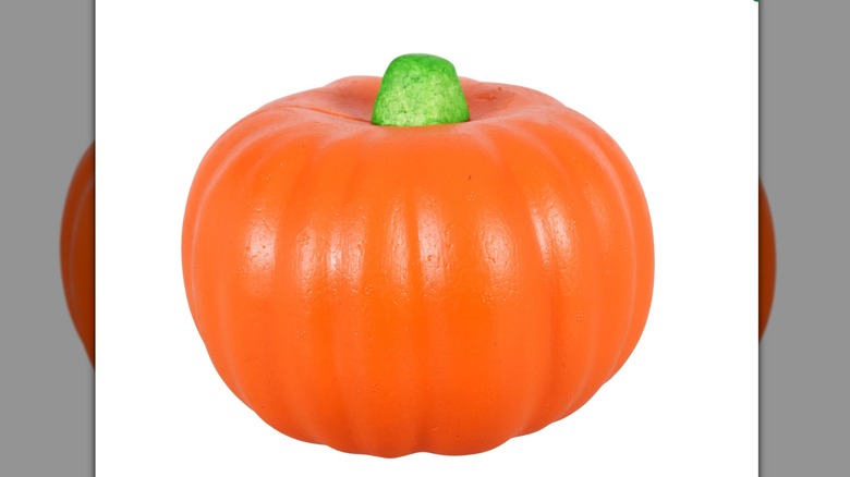 Orange lightweight carve-able foam pumpkins at Dollar Tree