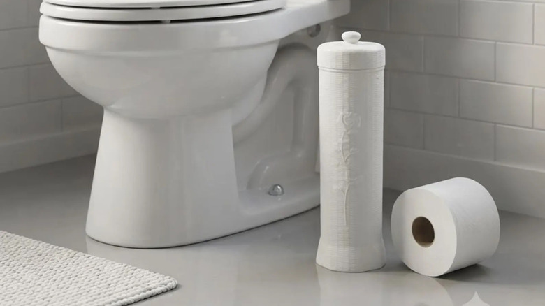 Vintage midcentury blow mold toilet paper storage