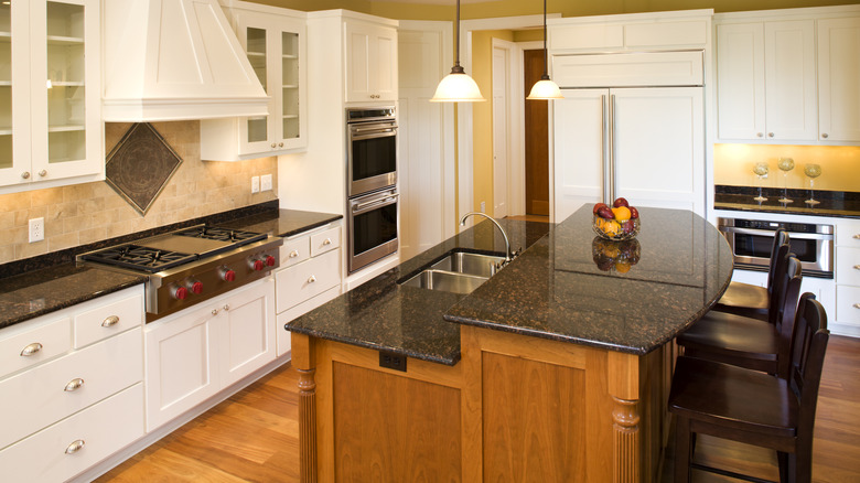 Modern kitchen with a two-tiered island