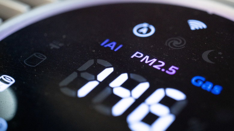 An air quality sensor readout