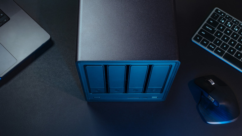 A four-bay network-attached storage device