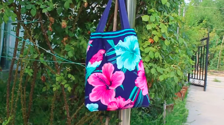 Tote made from an old beach towel
