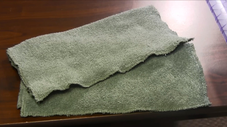 Turning bath towels into dishcloths