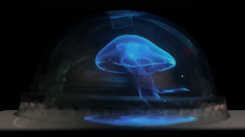 Holographic jellyfish projection in a plastic dome lid