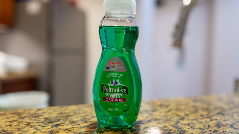 A bottle of Palmolive dish soap.