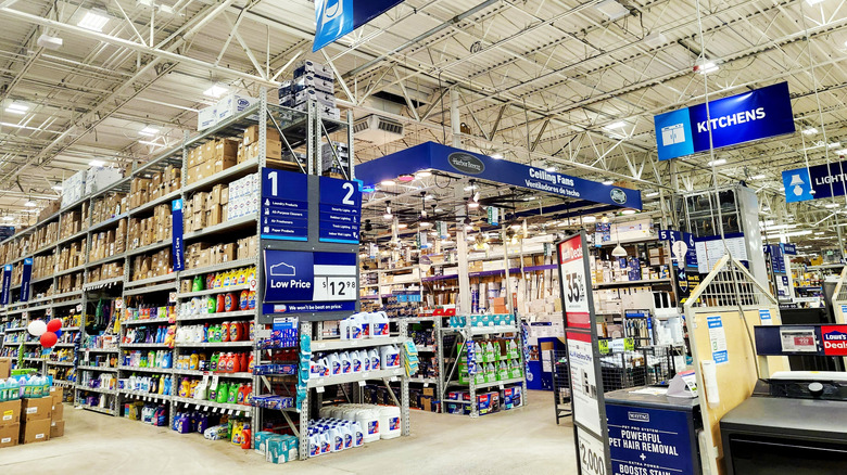 A Lowe's store with fully stocked shelves