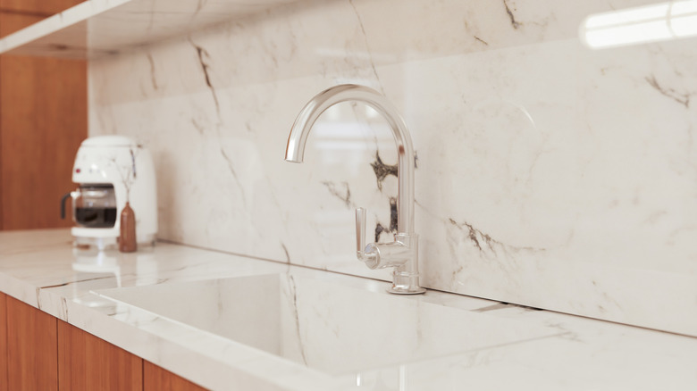 marble countertop and backsplash