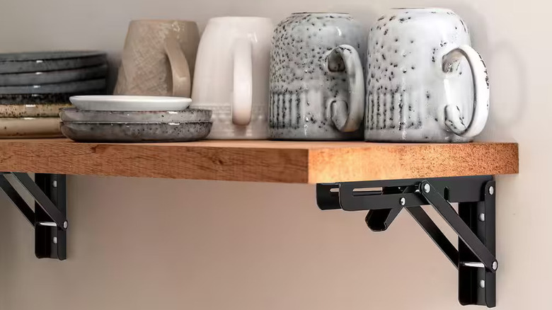 Nvnoo black stainless steel folding shelf brackets