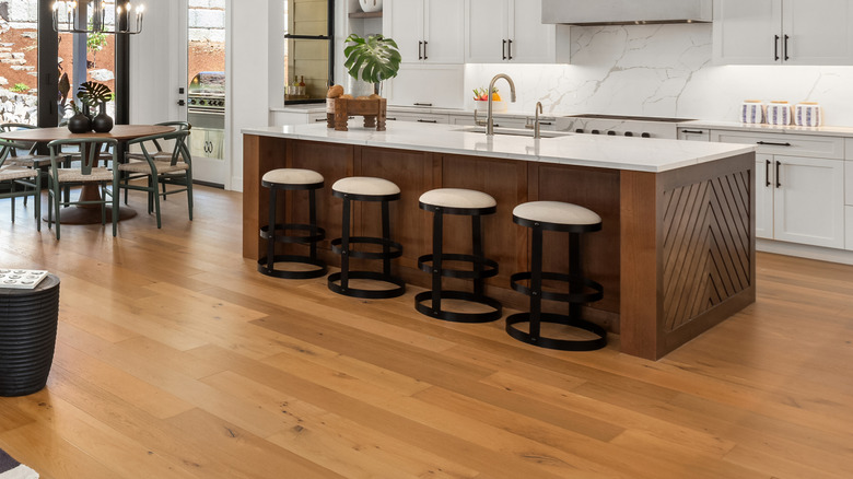 Wood flooring in new kitchen.
