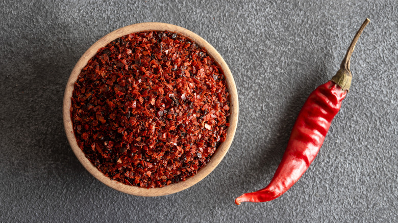 red pepper and pepper flakes