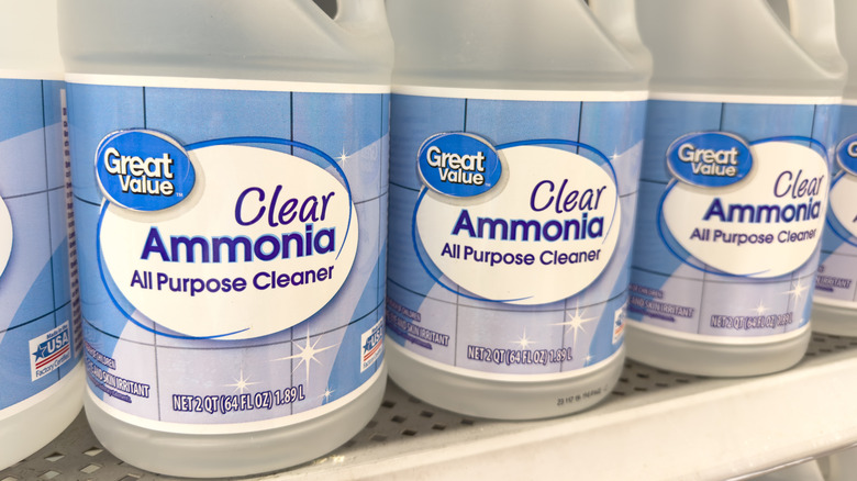 bottles of ammonia cleaner