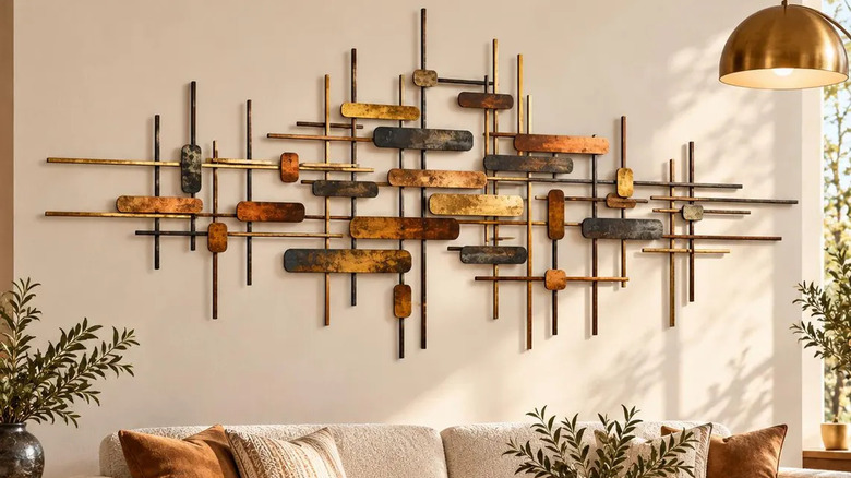 Abstract geometric metal wall art